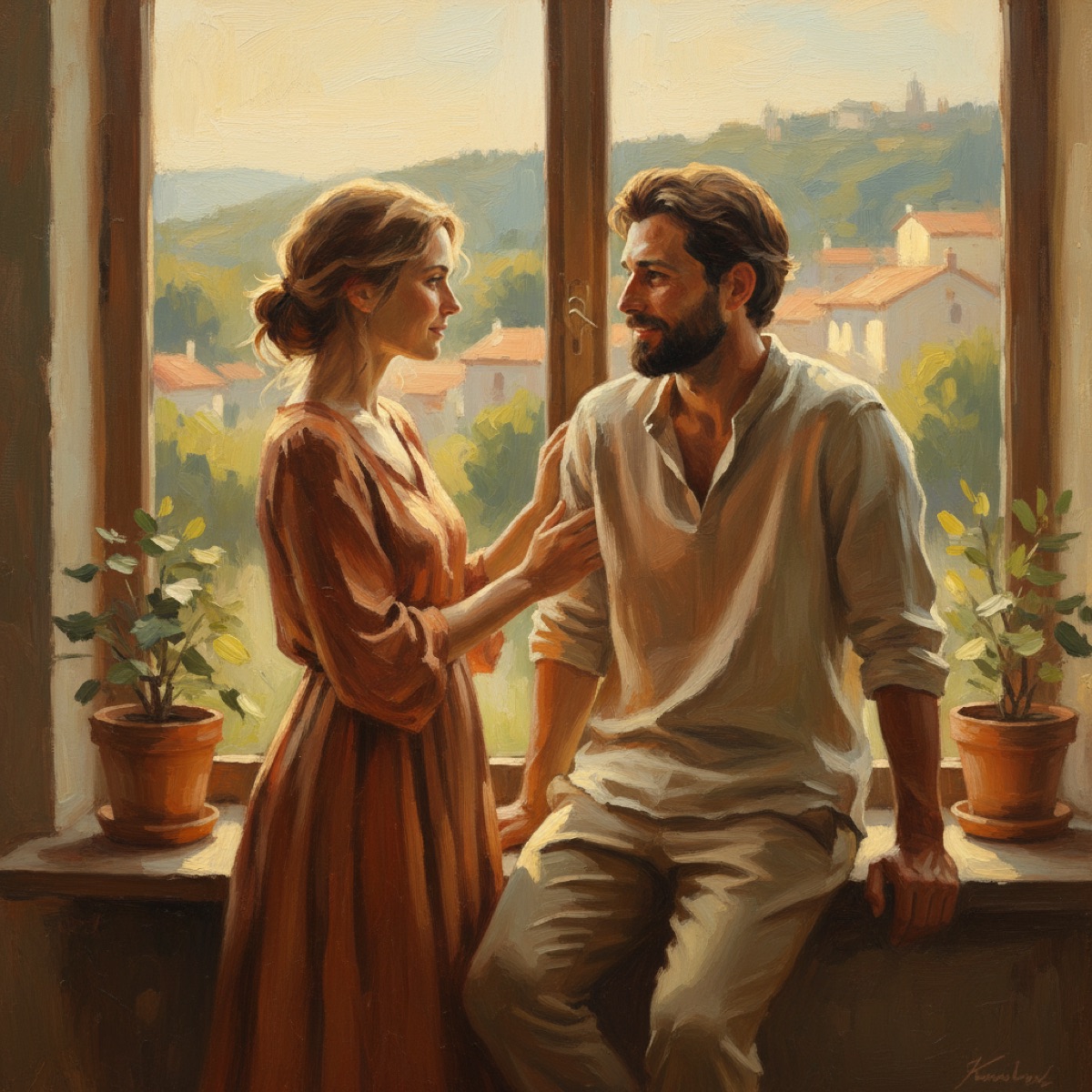 Two people in conversation