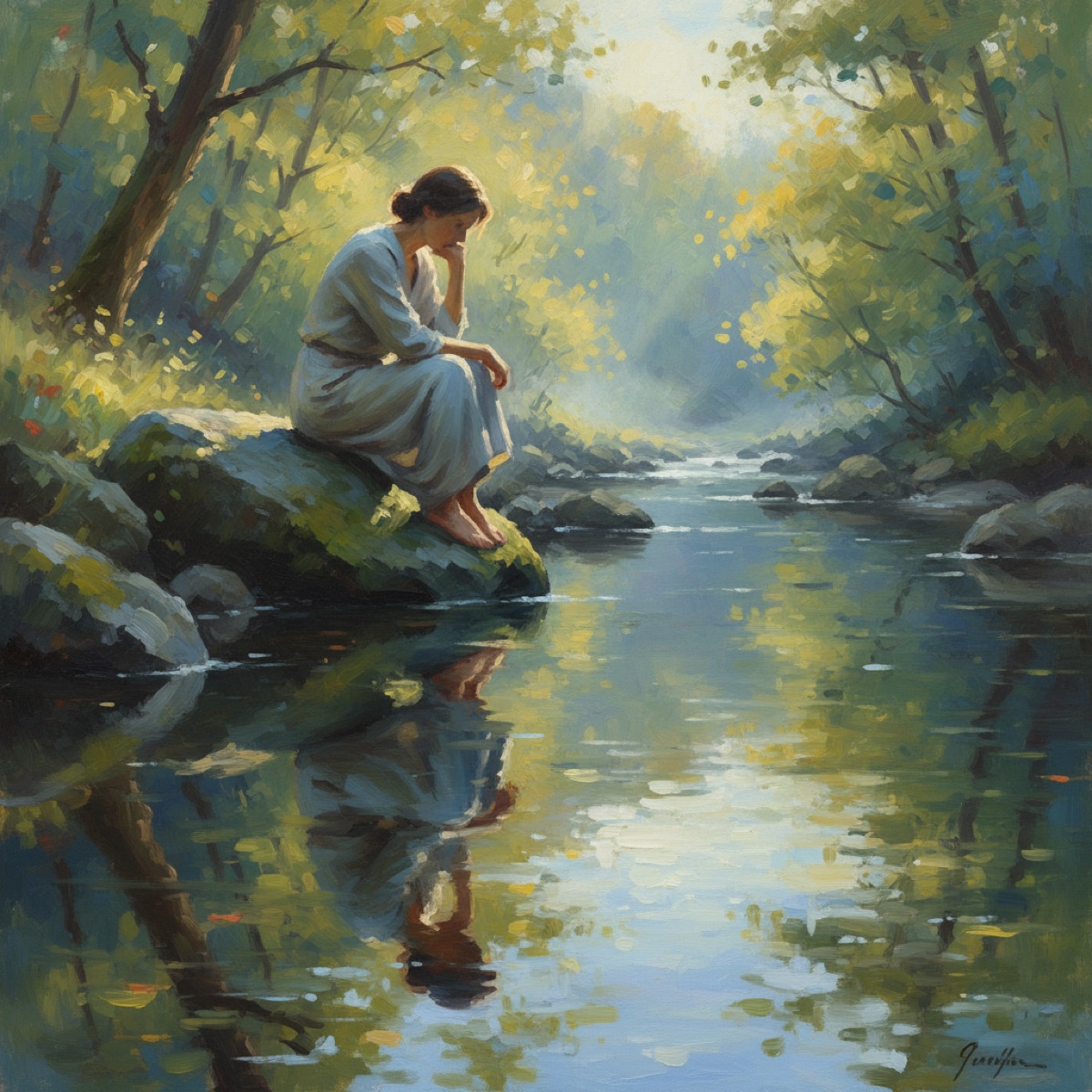 Thoughtful reflection by nature