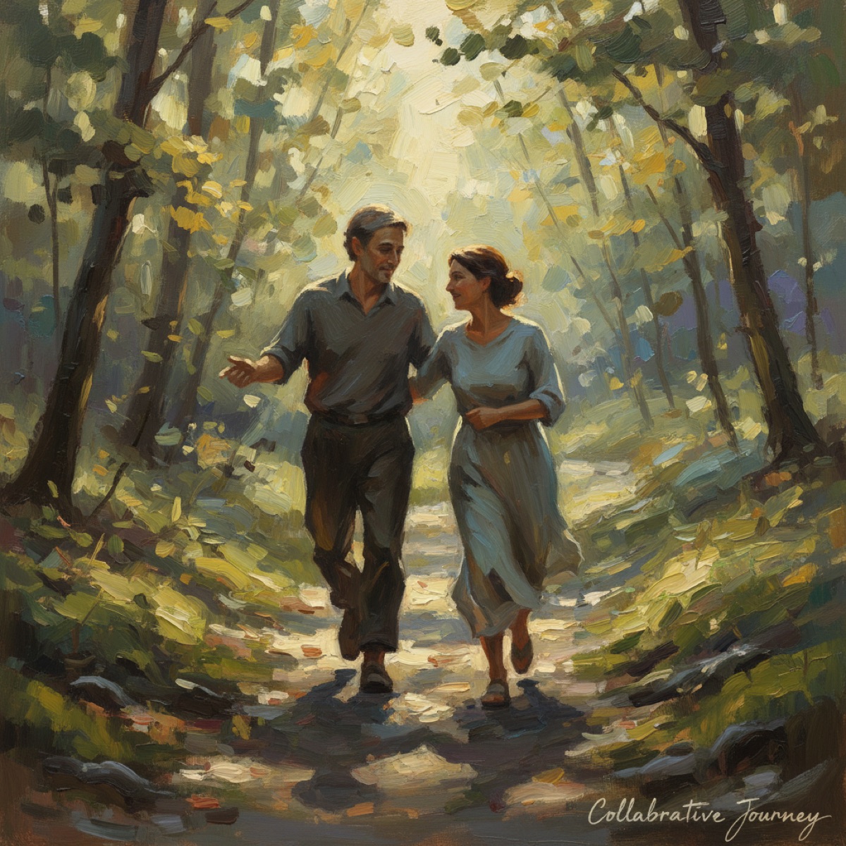 Walking side by side on the path